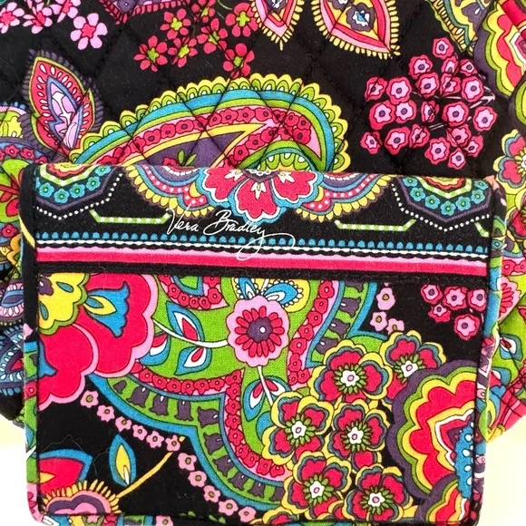 Quilted Vera Bradley Purse & Matching Wallet Floral Paisley Women's Handbag Set - Picture 4 of 16